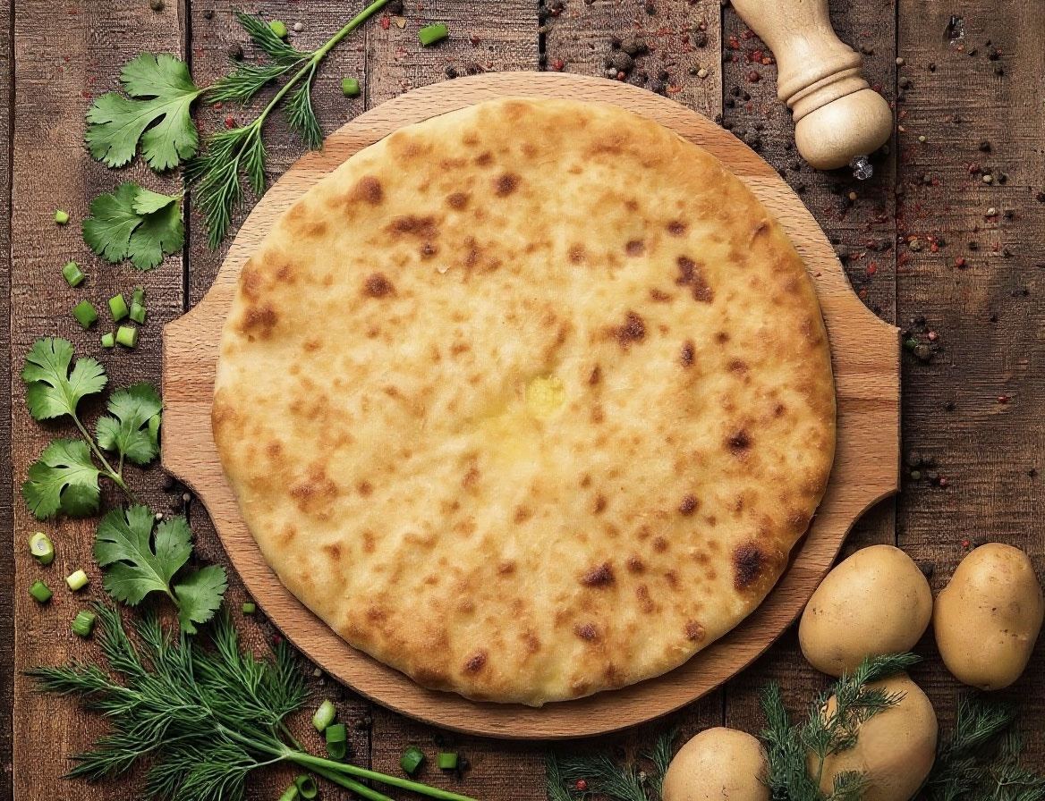 Пирог с картофелем, луком и зеленью